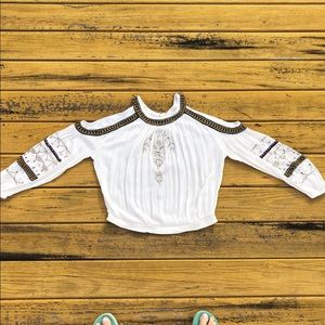 Free People longsleeve white beaded blouse